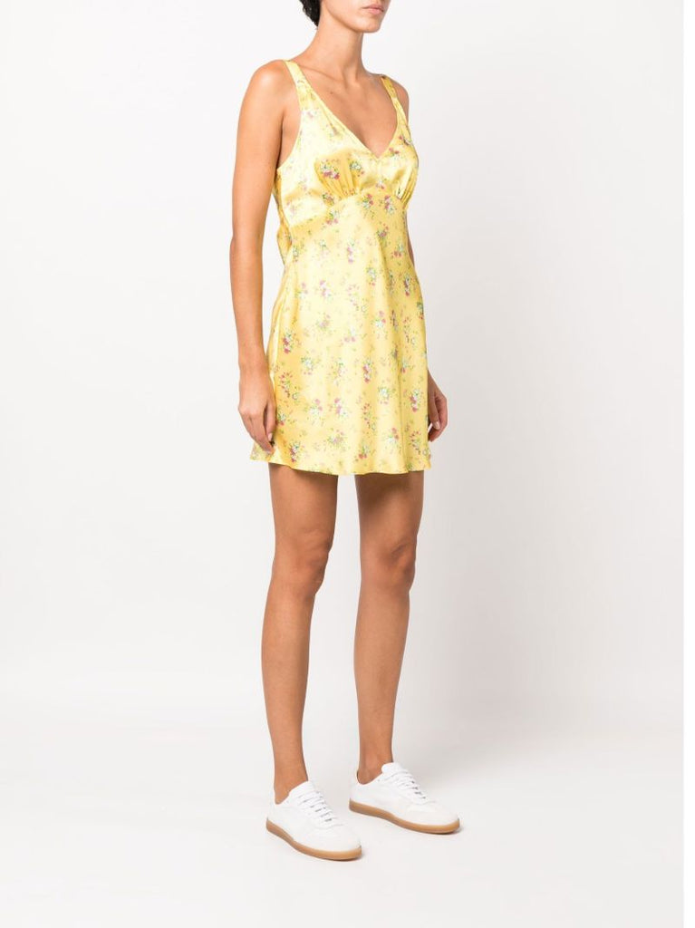 Yellow Ellery Floral Print Silk Mini Dress