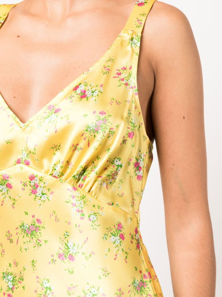 Yellow Ellery Floral Print Silk Mini Dress