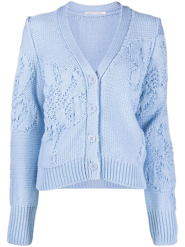 Blue Irma V-neck Wool Cardigan