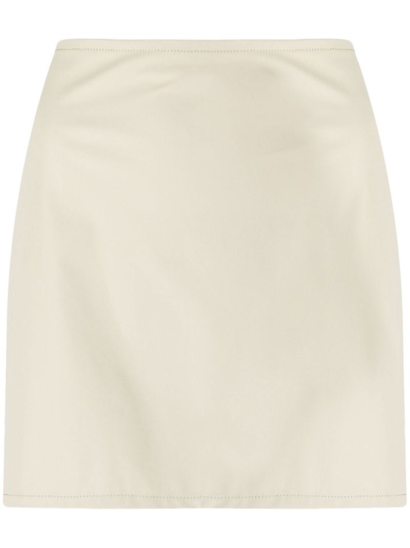 Neutral Faux Leather Skirt