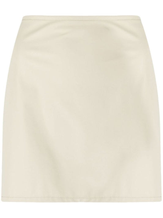 Neutral Faux Leather Skirt