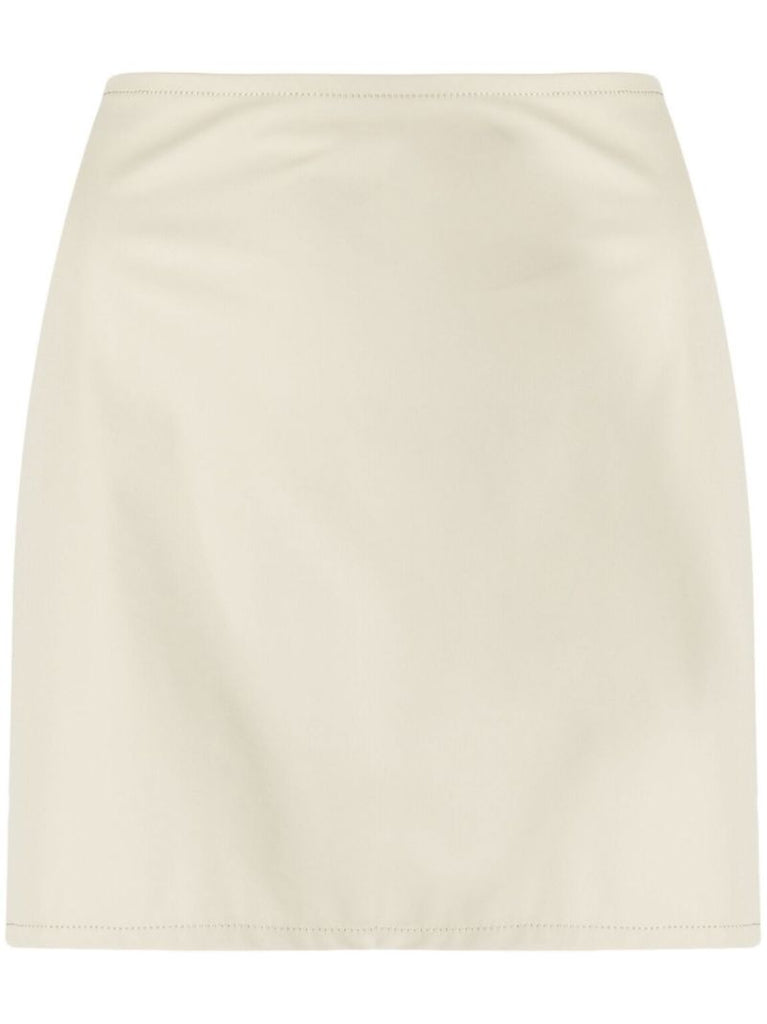 Neutral Faux Leather Skirt