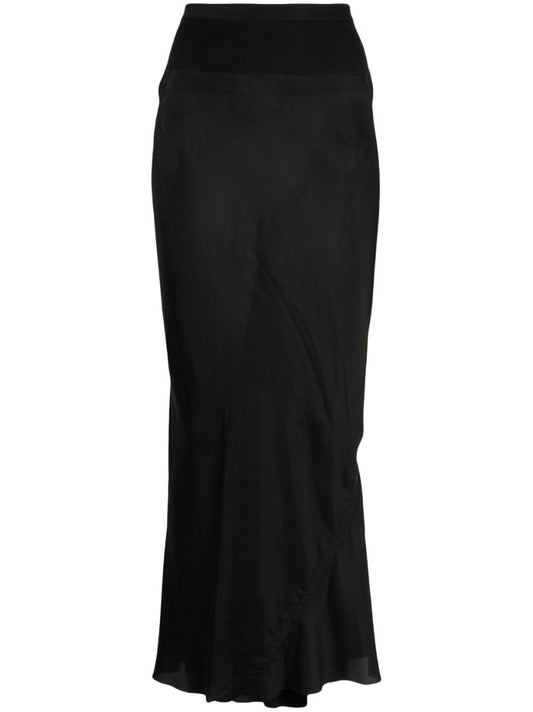 Black Crinkled Maxi Skirt