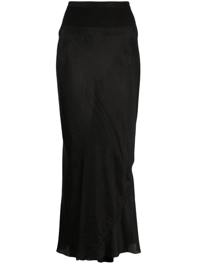 Black Crinkled Maxi Skirt