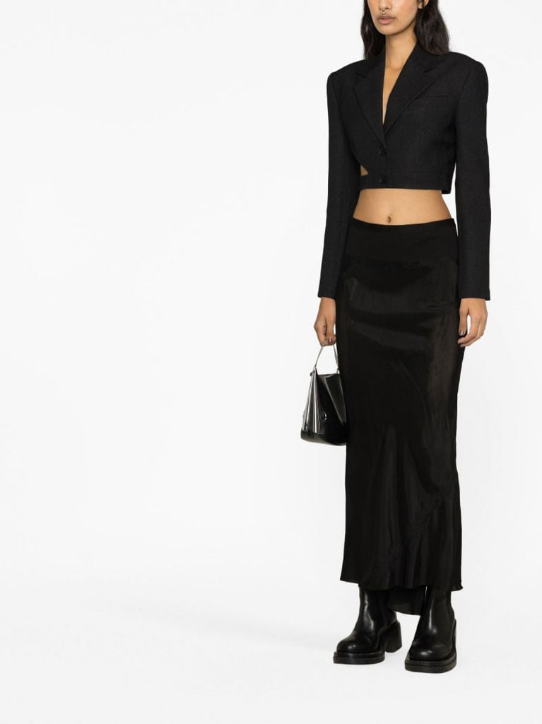 Black Crinkled Maxi Skirt