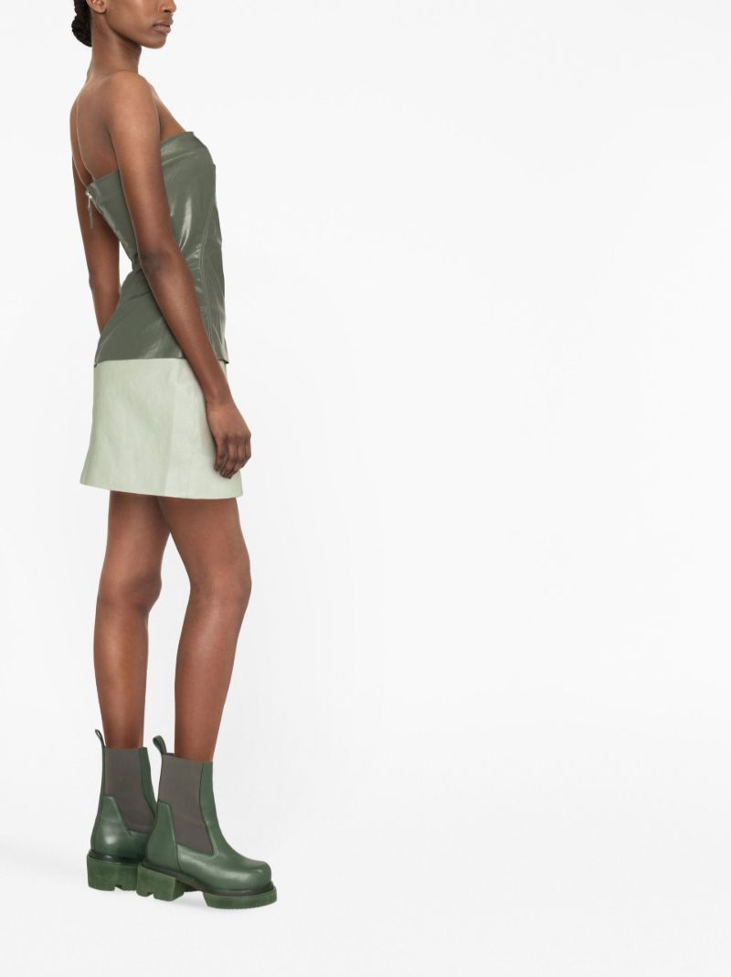 Green Coated Strapless Top