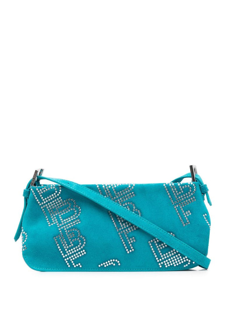 Blue Dulce Crystal-embellished Suede Shoulder Bag