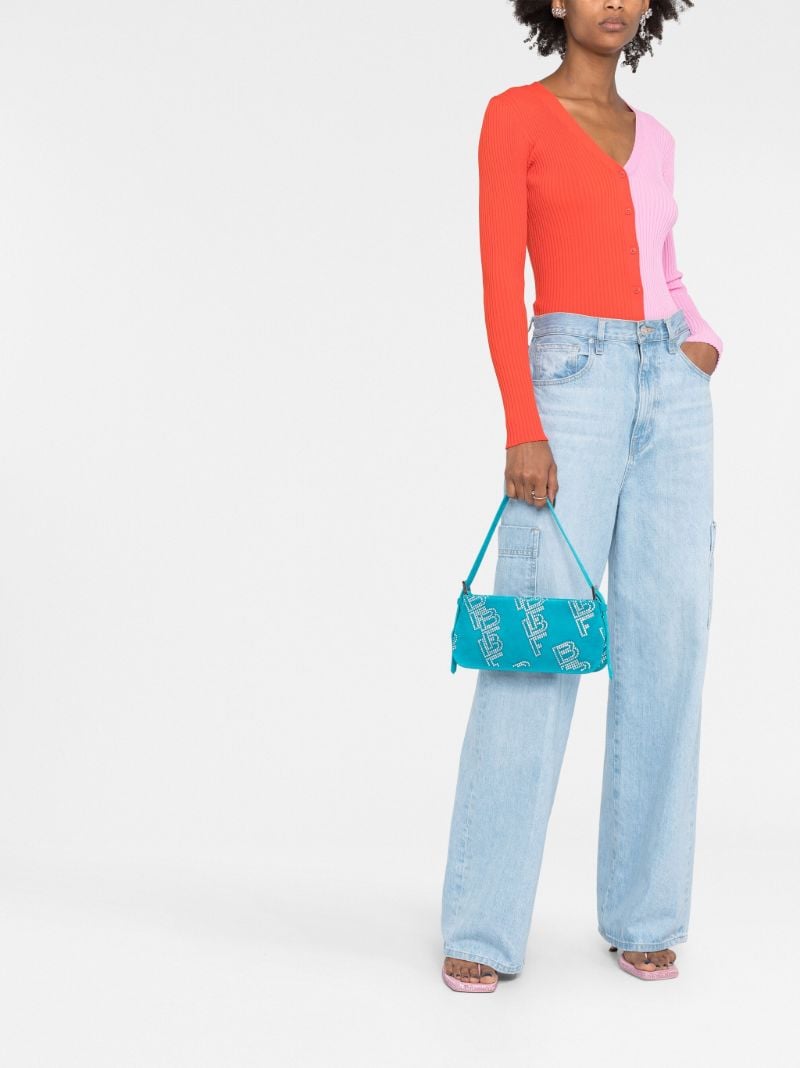 Blue Dulce Crystal-embellished Suede Shoulder Bag