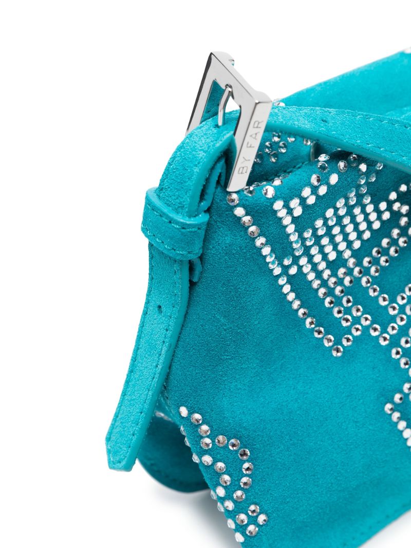 Blue Dulce Crystal-embellished Suede Shoulder Bag