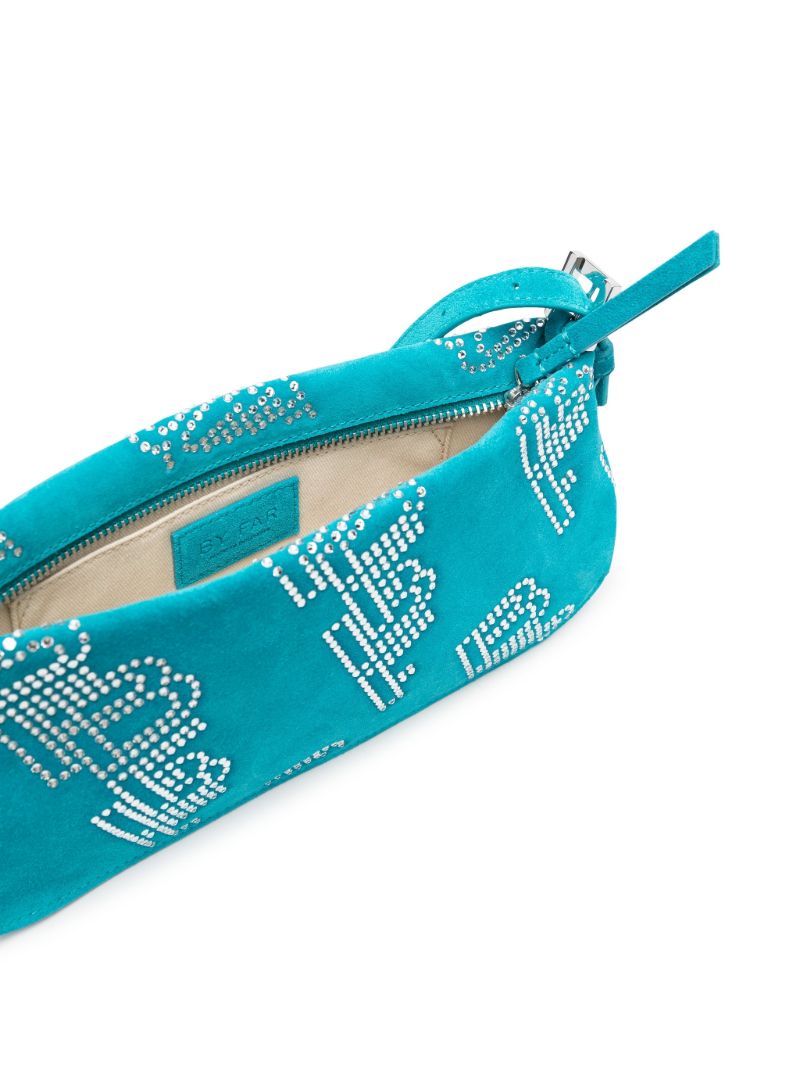 Blue Dulce Crystal-embellished Suede Shoulder Bag