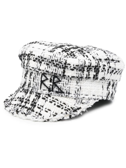 White BouclÃ© Baker Boy Cotton Cap