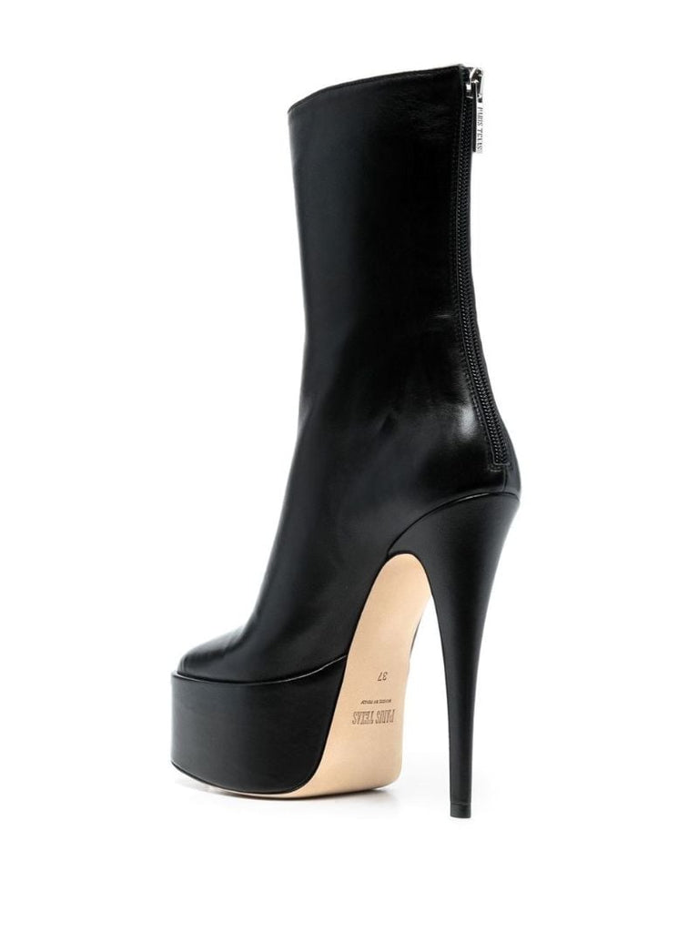 Black Ivana Platform Leather Ankle Boots