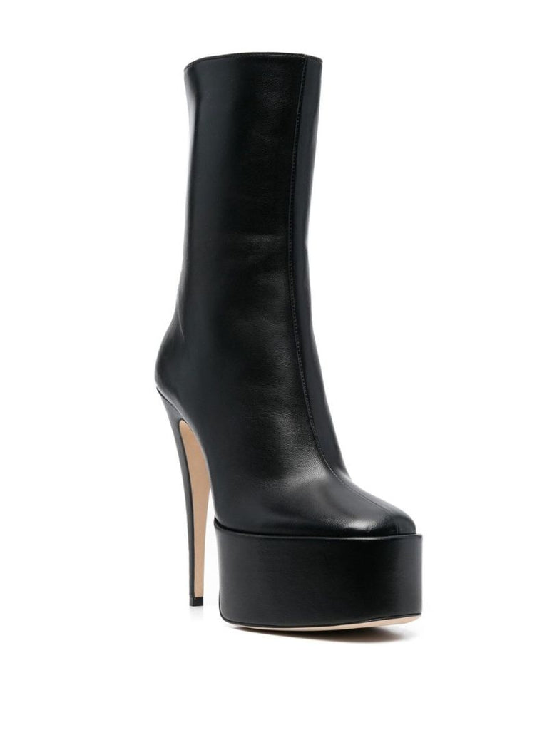 Black Ivana Platform Leather Ankle Boots