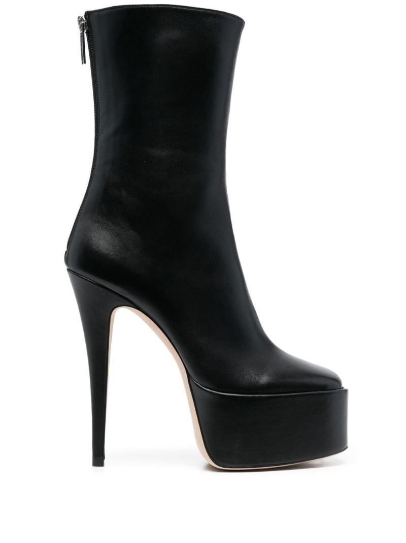 Black Ivana Platform Leather Ankle Boots