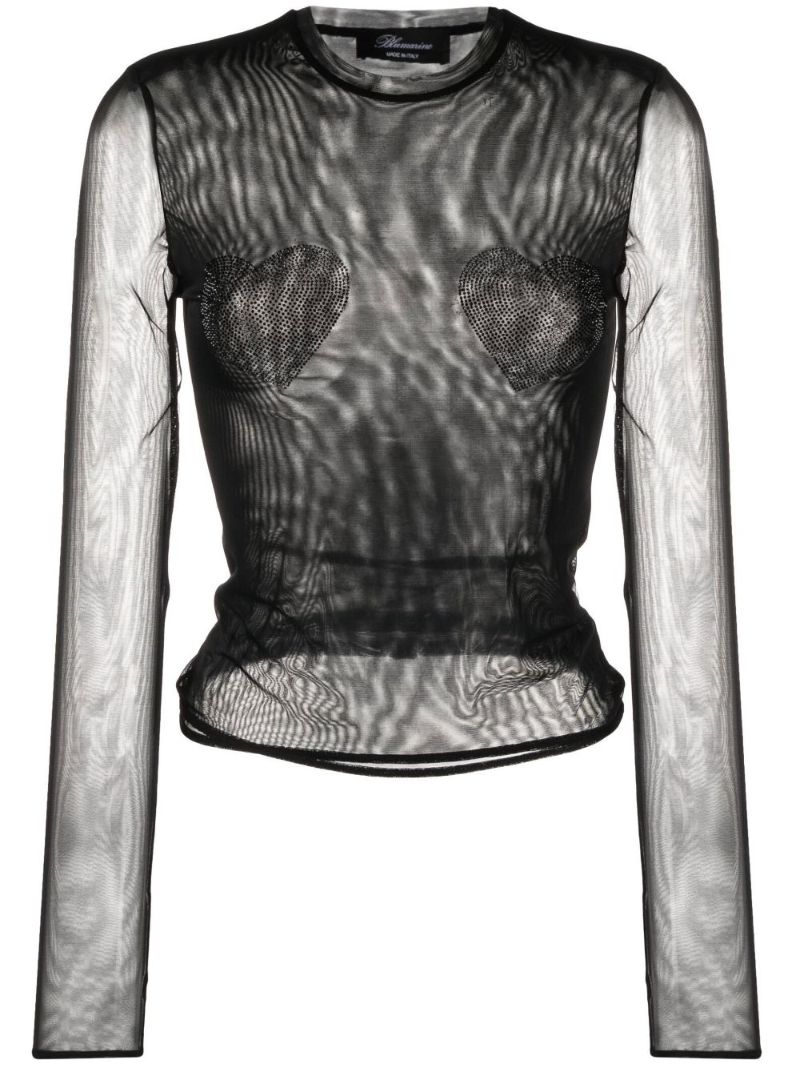 Black Crystal Mesh Top