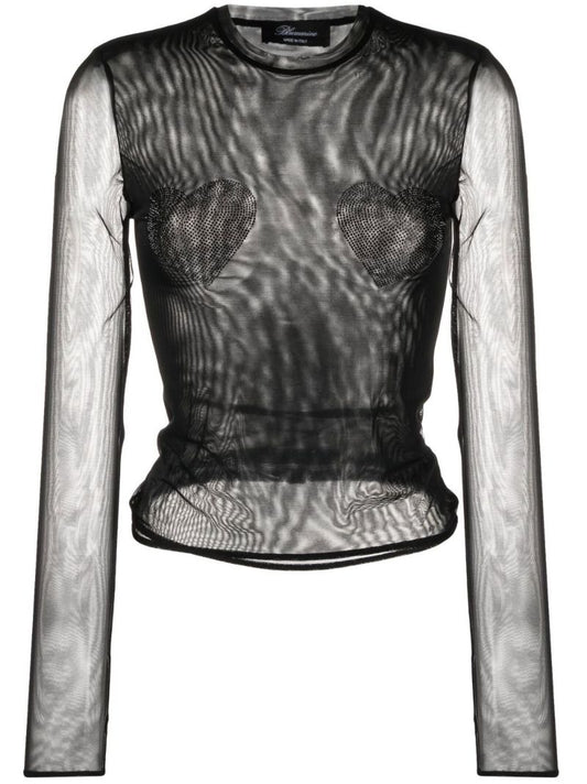 Black Crystal Mesh Top