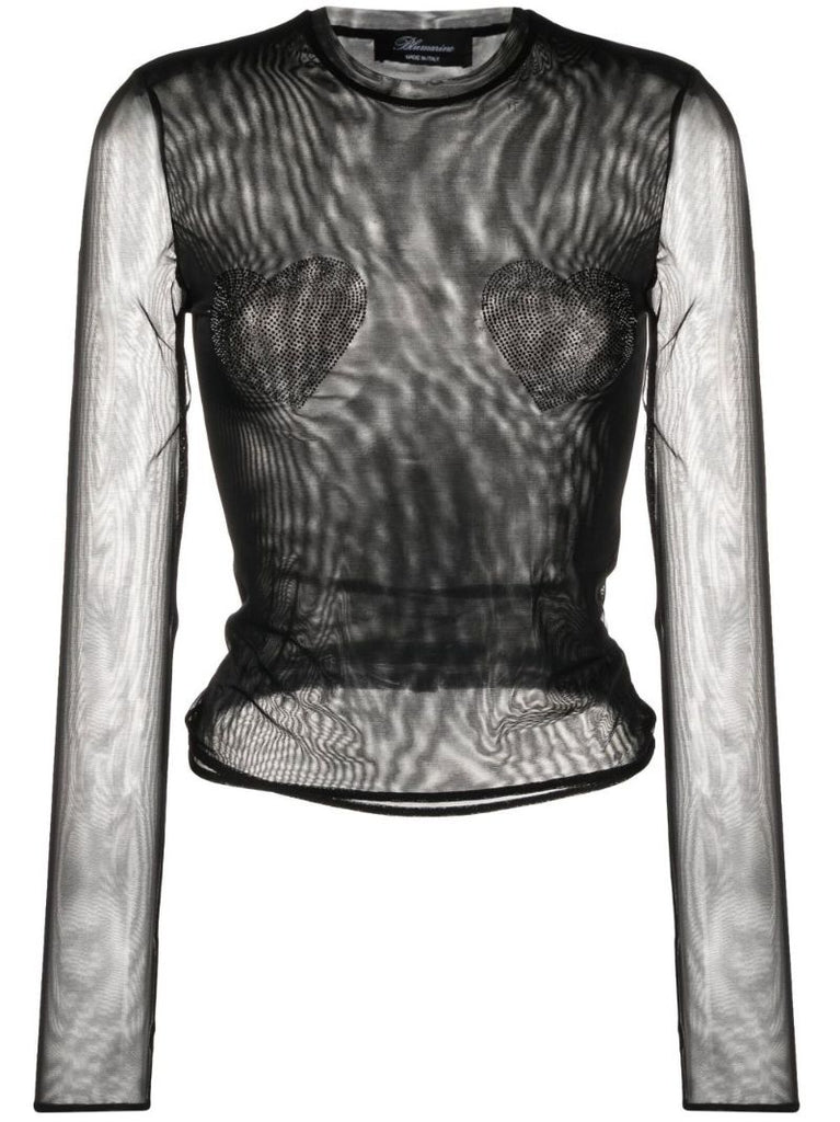 Black Crystal Mesh Top
