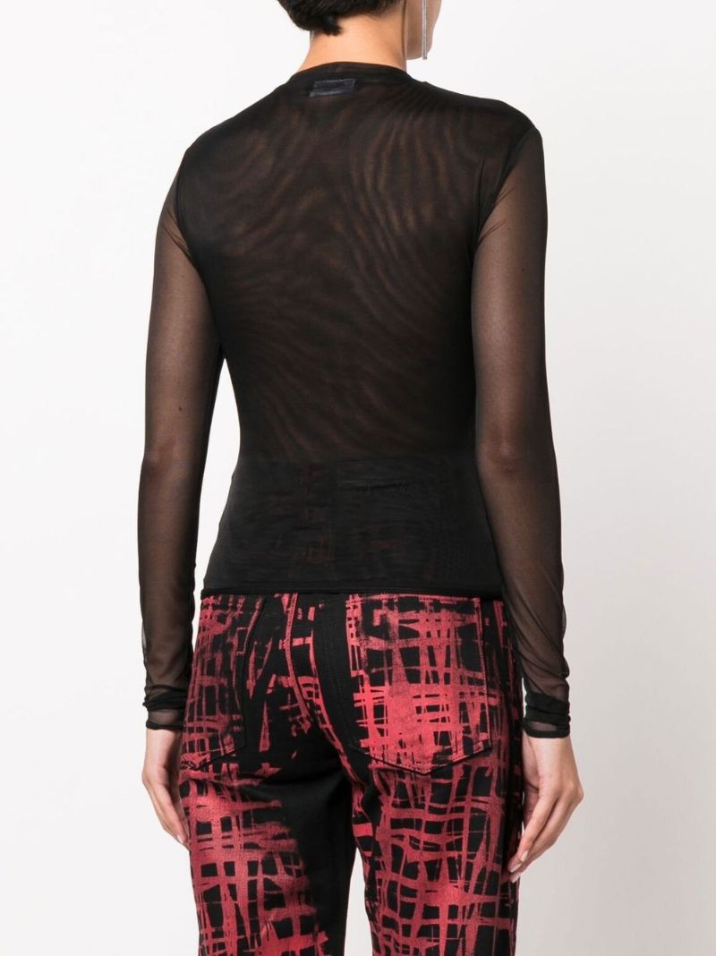 Black Crystal Mesh Top