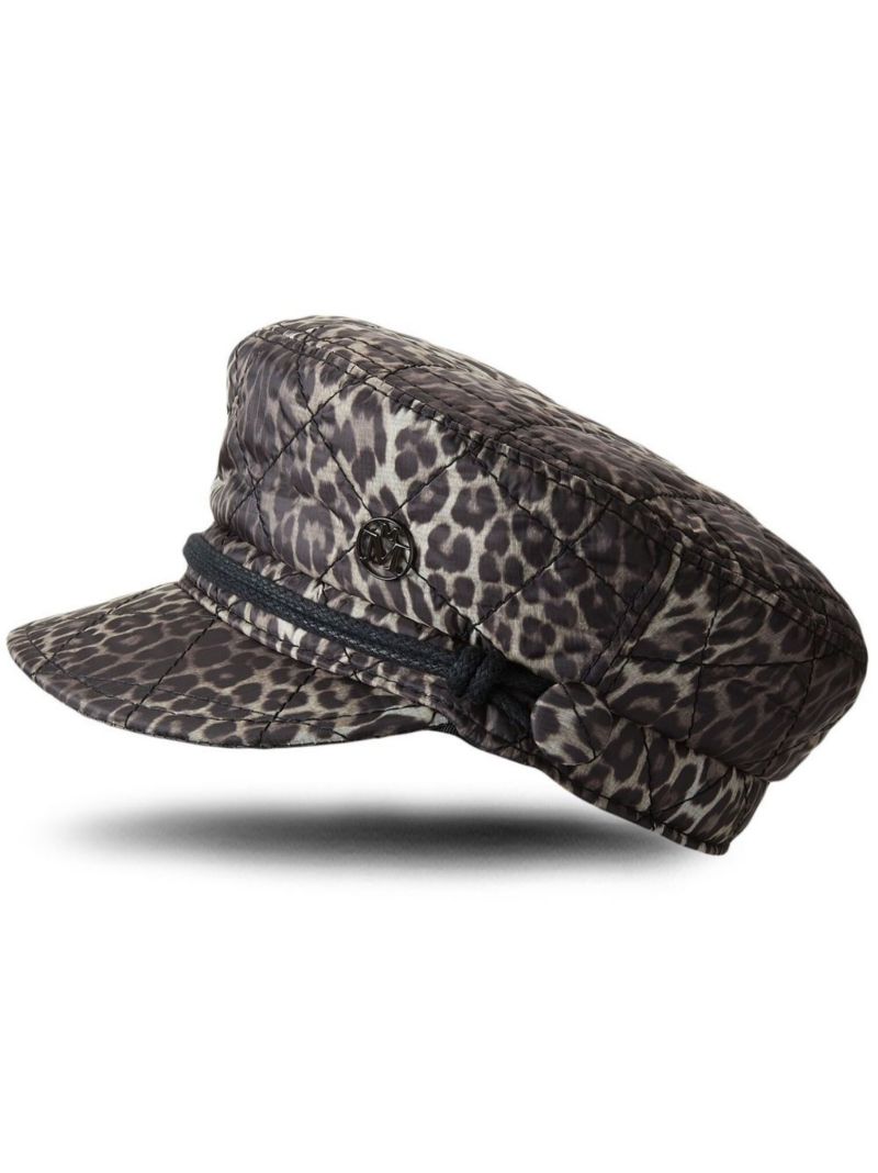Brown Abby Leopard Print Baker Boy Hat