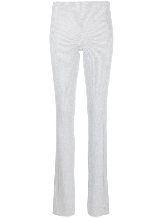 Grey Ribbed Flared Trousers