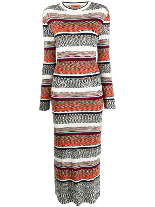 Orange Zigzag Woven Maxi Dress