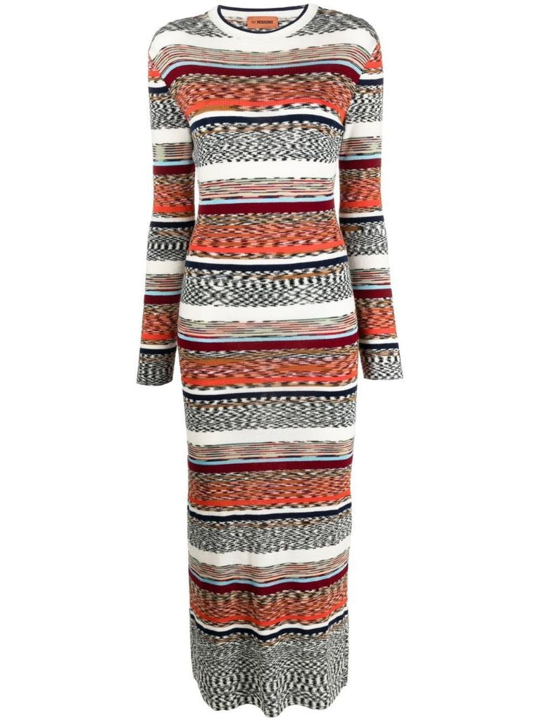 Orange Zigzag Woven Maxi Dress