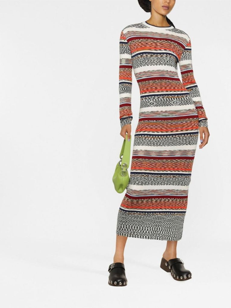 Orange Zigzag Woven Maxi Dress
