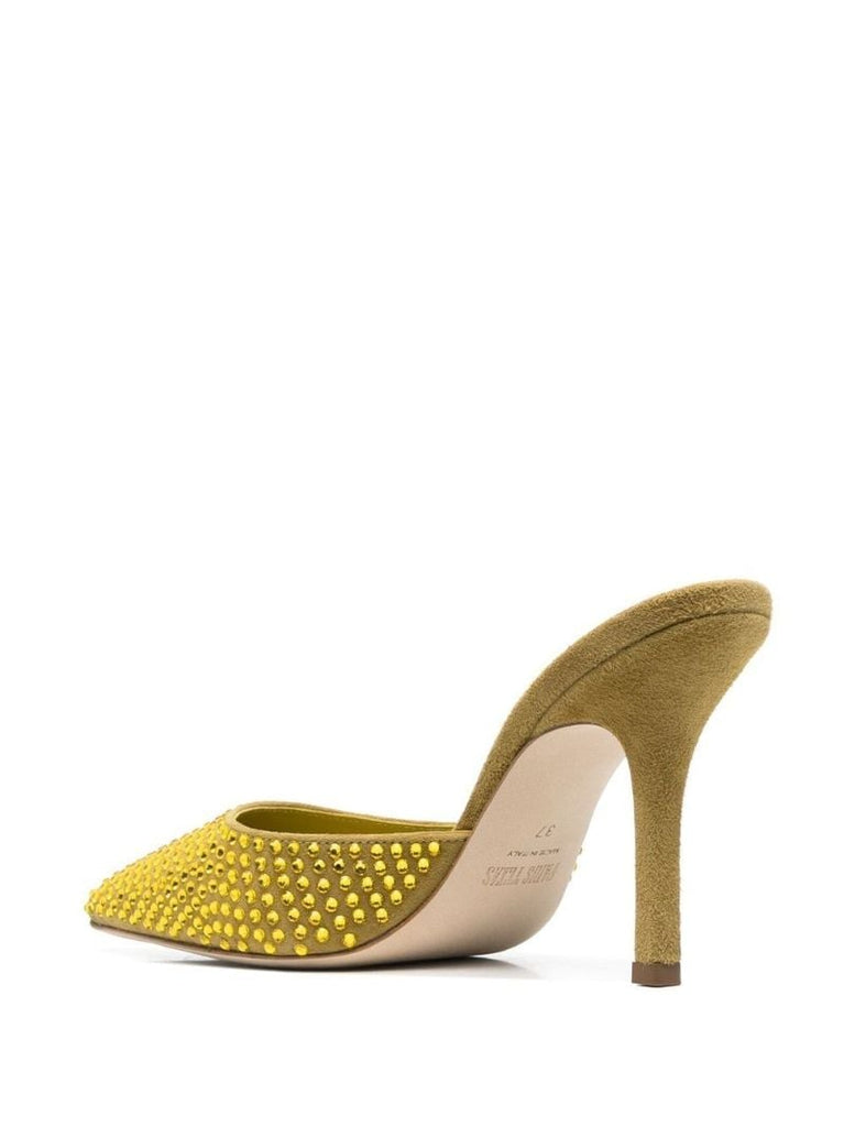 Yellow Hollywood 95 Crystal Suede Mules