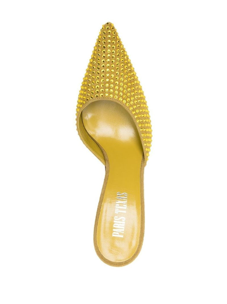 Yellow Hollywood 95 Crystal Suede Mules