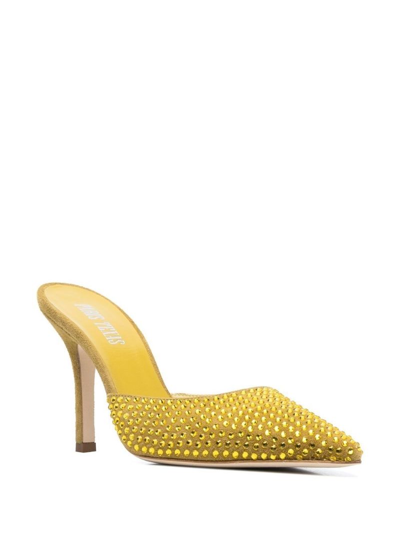 Yellow Hollywood 95 Crystal Suede Mules