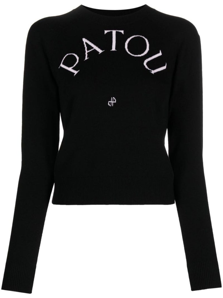 Black Intarsia-knit Logo Knitted Top