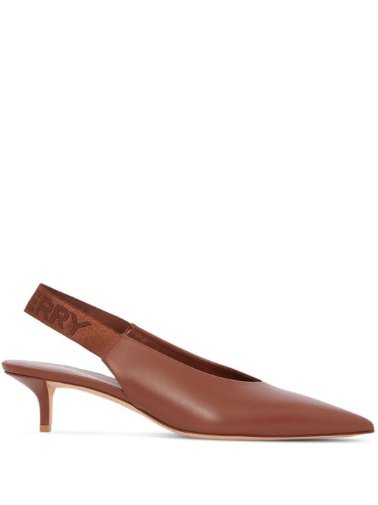 Brown 40 Leather Slingback Pumps