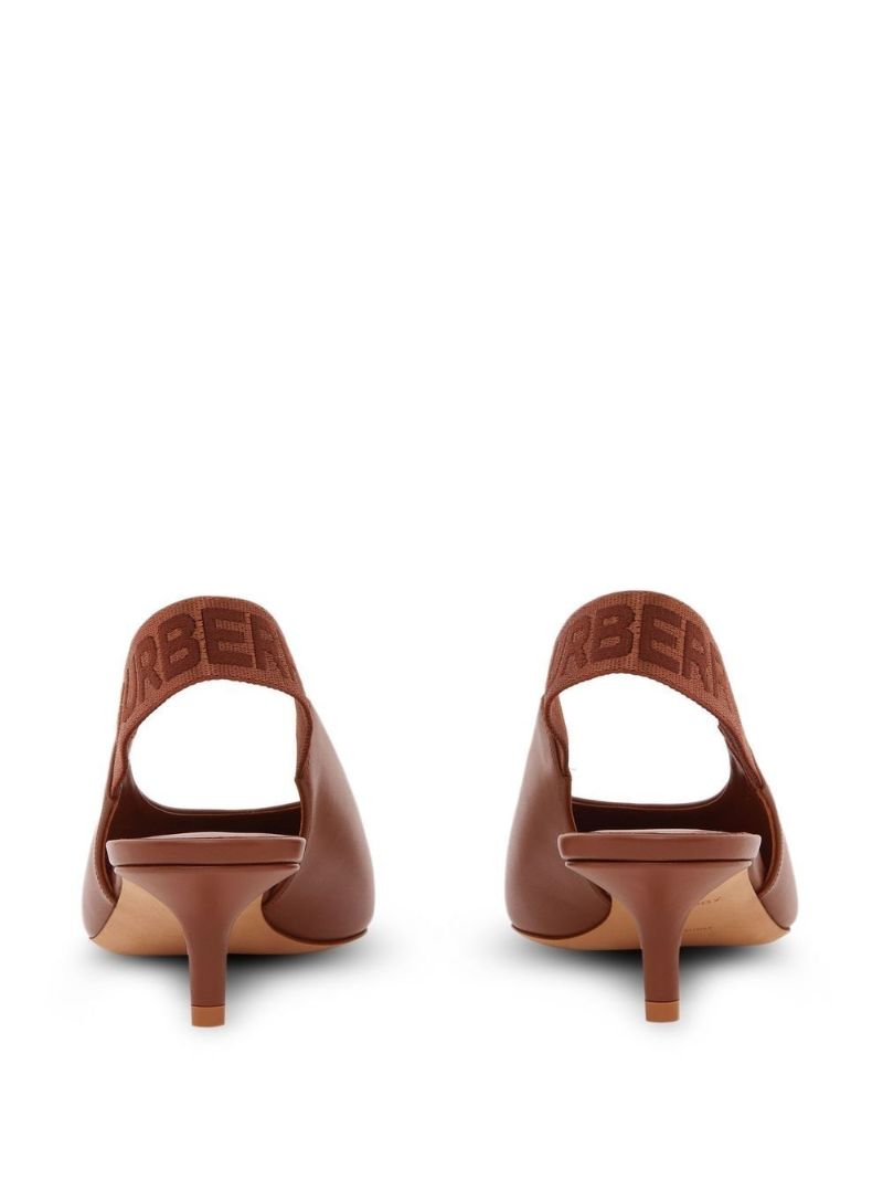 Brown 40 Leather Slingback Pumps