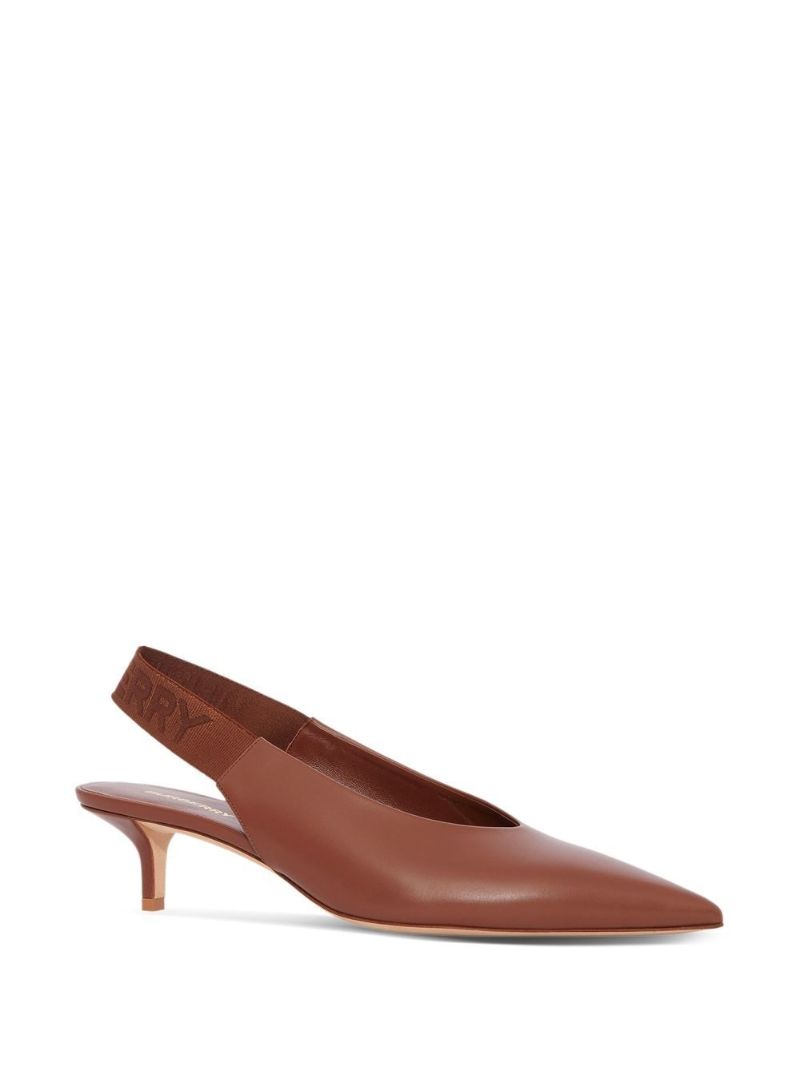 Brown 40 Leather Slingback Pumps