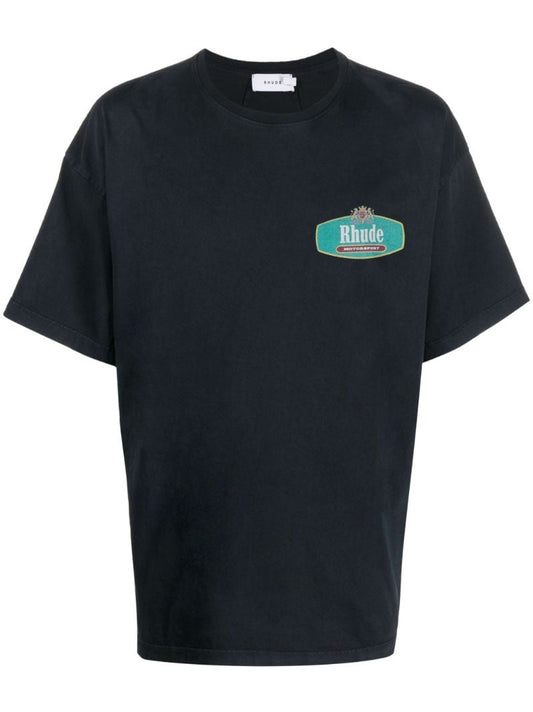 Black Racing Crest Cotton T-shirt