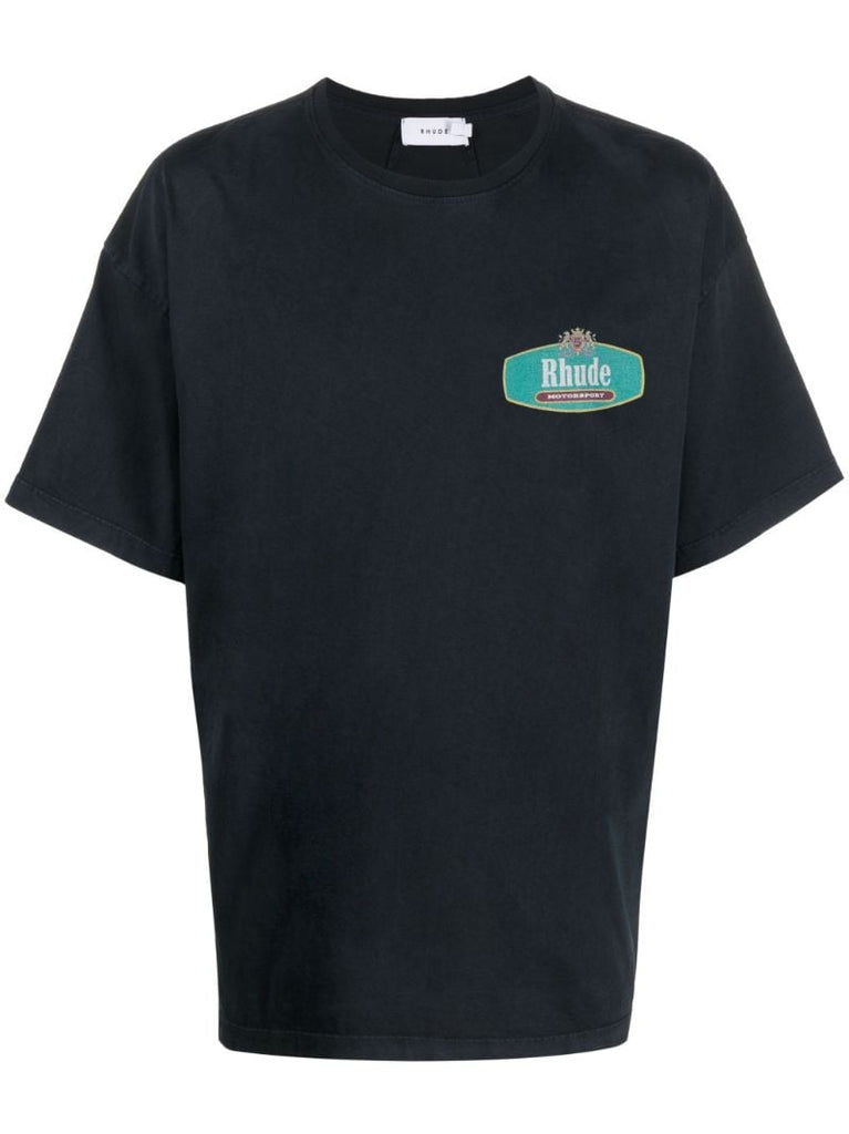 Black Racing Crest Cotton T-shirt