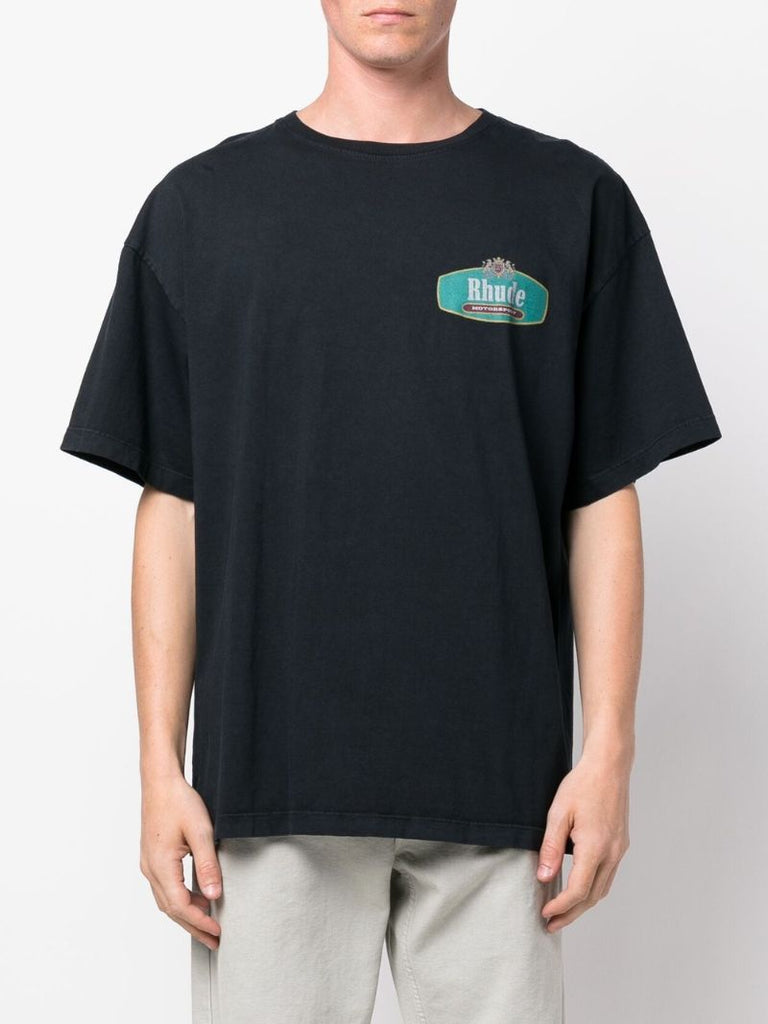 Black Racing Crest Cotton T-shirt