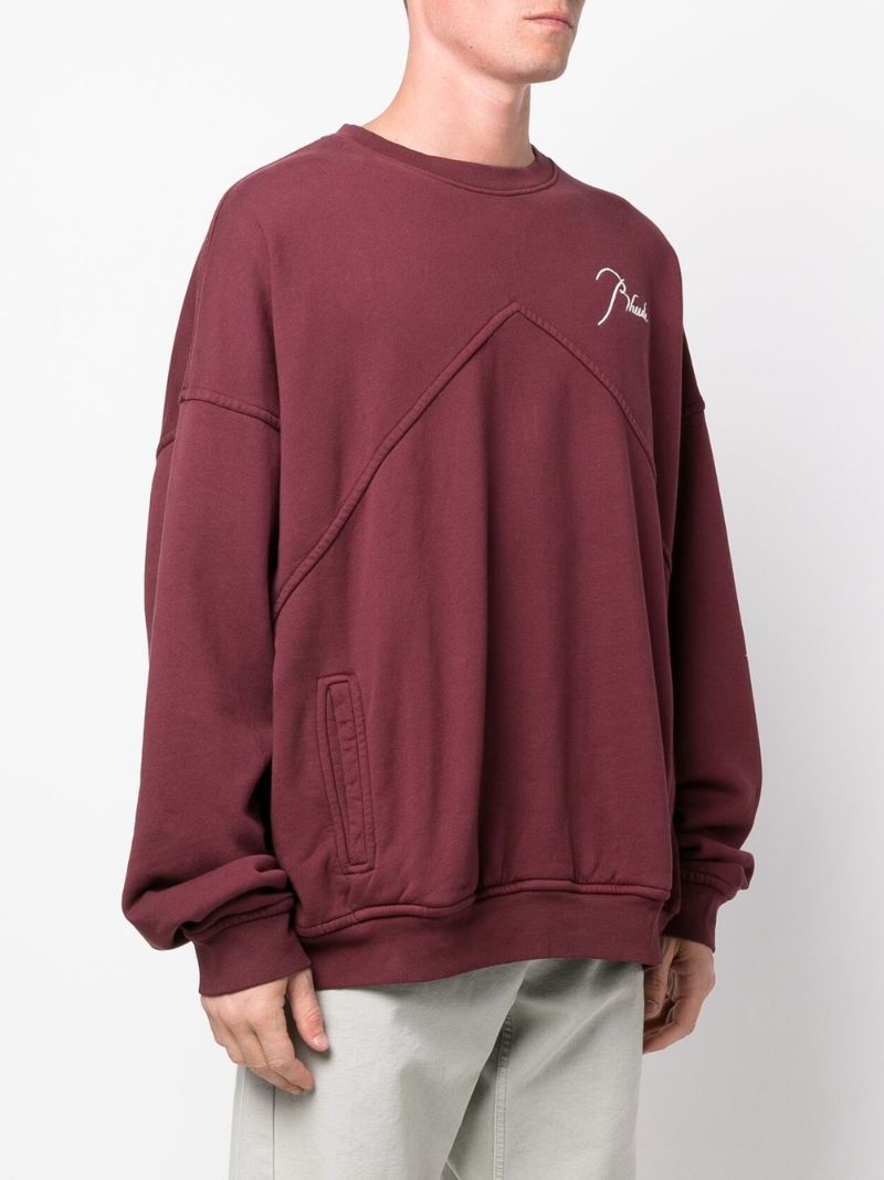 Red Embroidered Logo Cotton Sweater