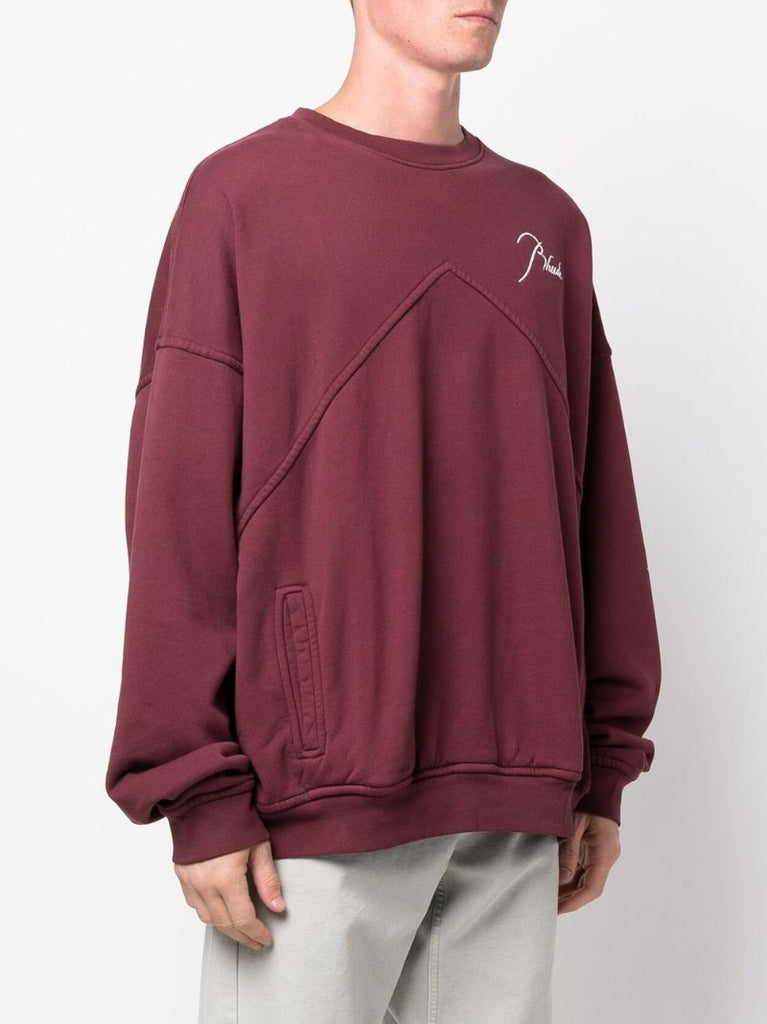 Red Embroidered Logo Cotton Sweater