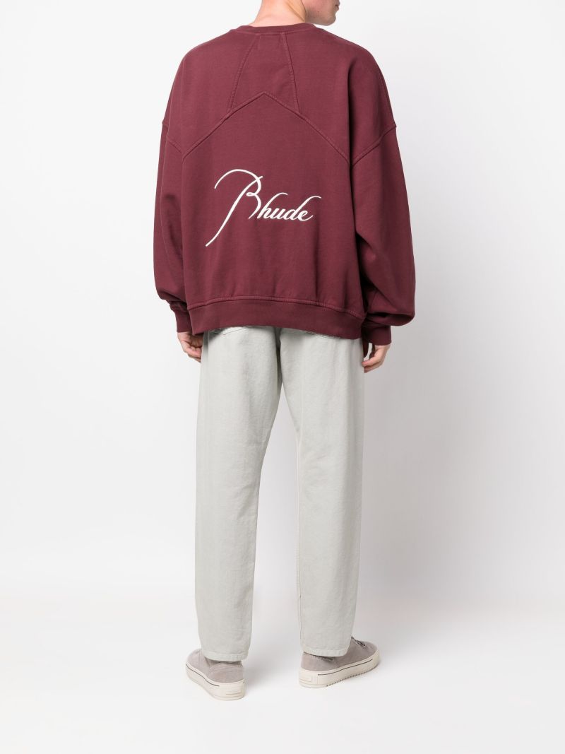 Red Embroidered Logo Cotton Sweater