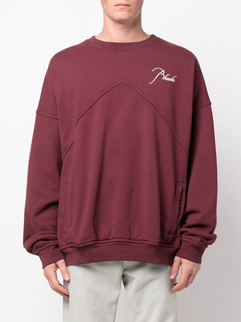 Red Embroidered Logo Cotton Sweater
