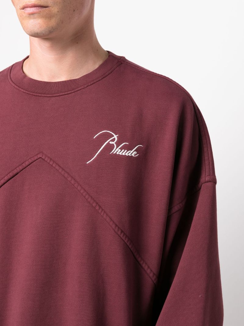 Red Embroidered Logo Cotton Sweater