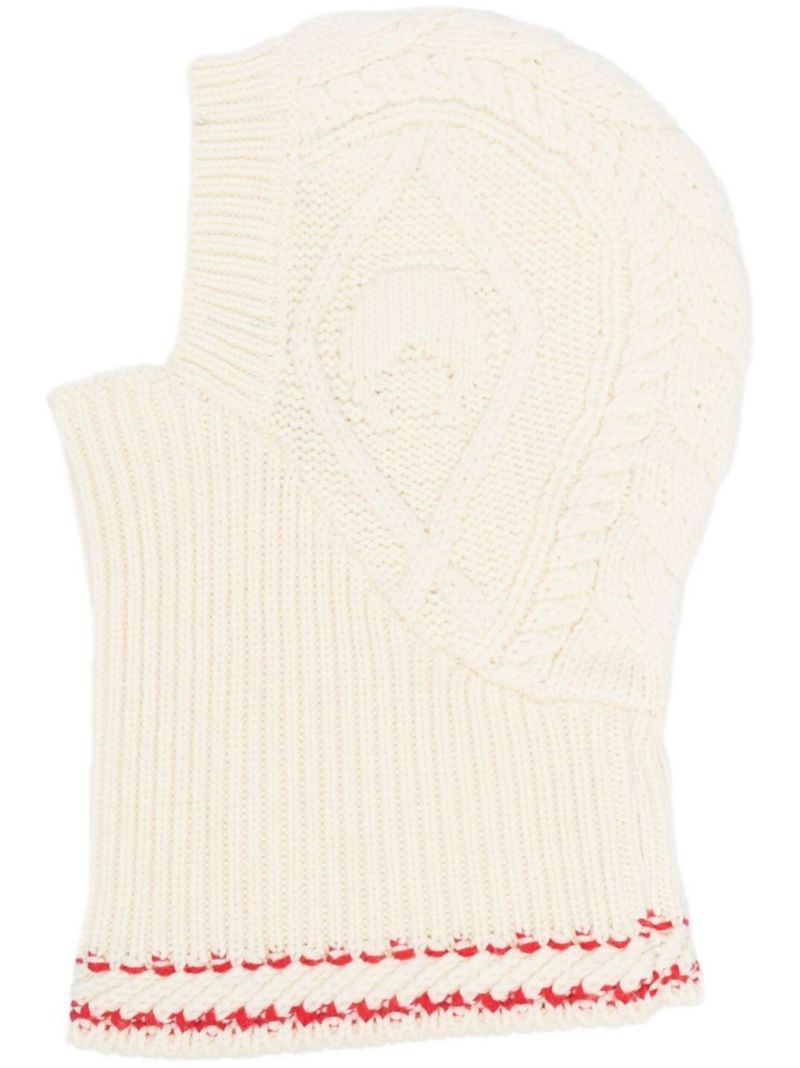 Neutral Cable Knit Wool Balaclava
