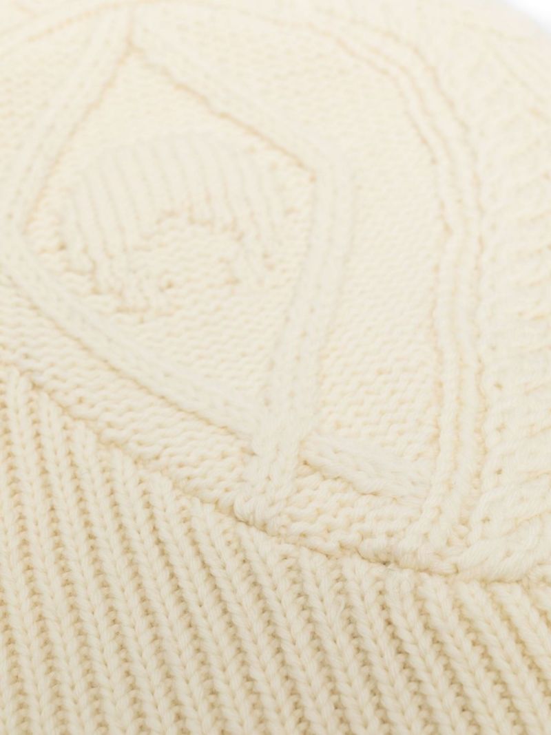 Neutral Cable Knit Wool Balaclava