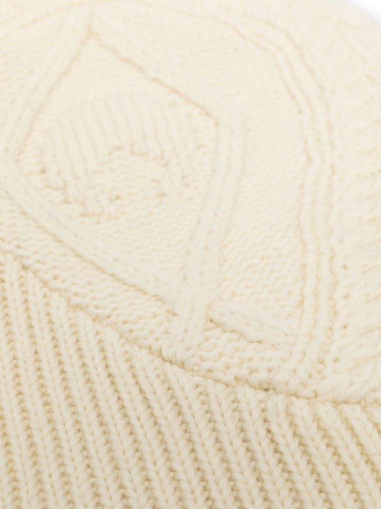 Neutral Cable Knit Wool Balaclava