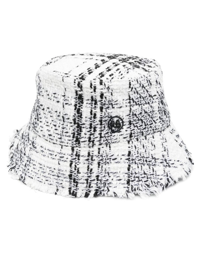 Black and White Cotton BouclÃ© Bucket Hat