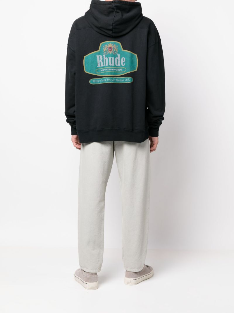 Black Logo Print Cotton Hoodie