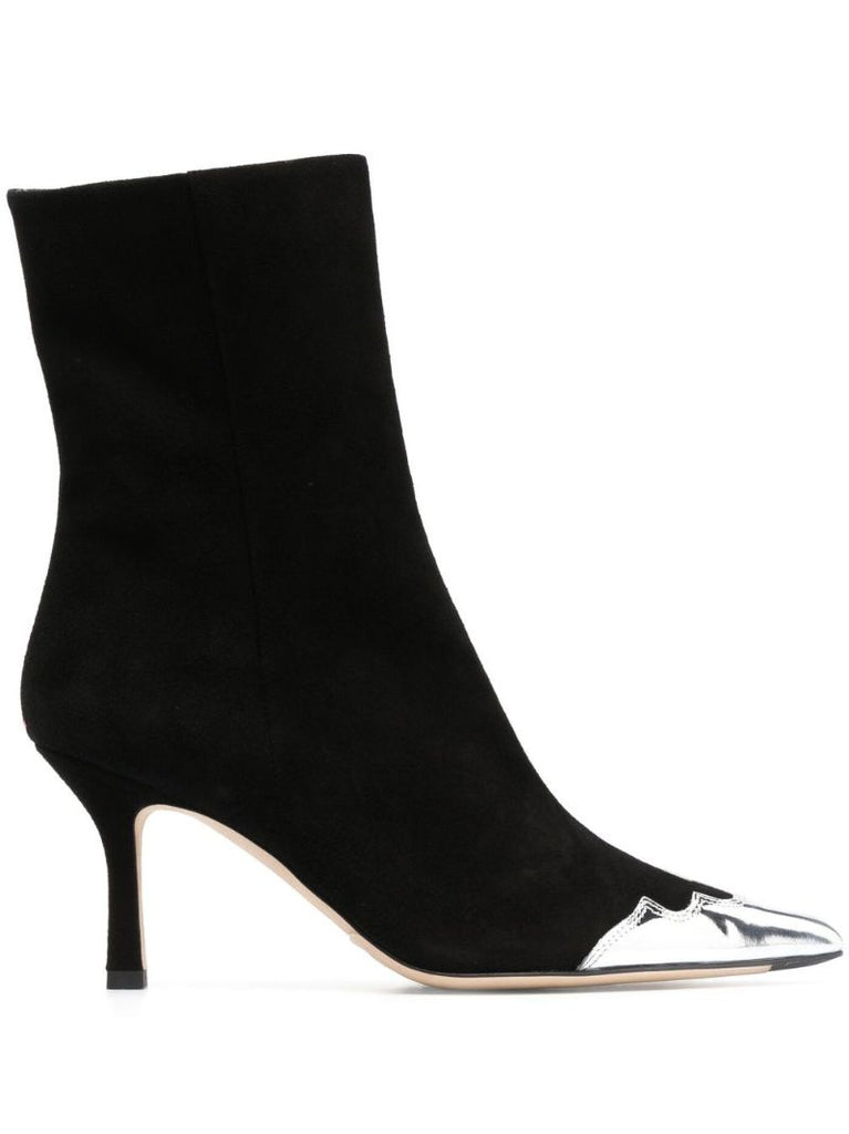 Black Zeta Metallic Toe Ankle Boots