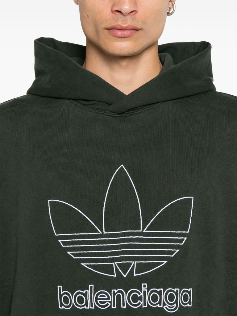 X Adidas Green Logo Print Oversized Hoodie