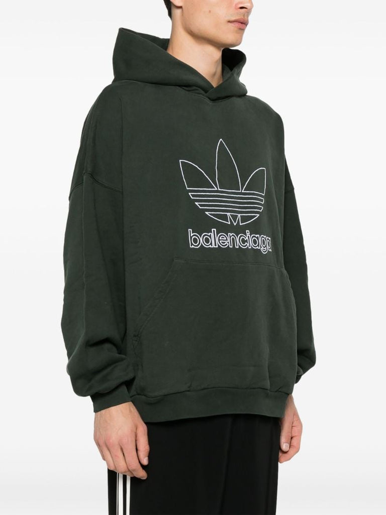 X Adidas Green Logo Print Oversized Hoodie